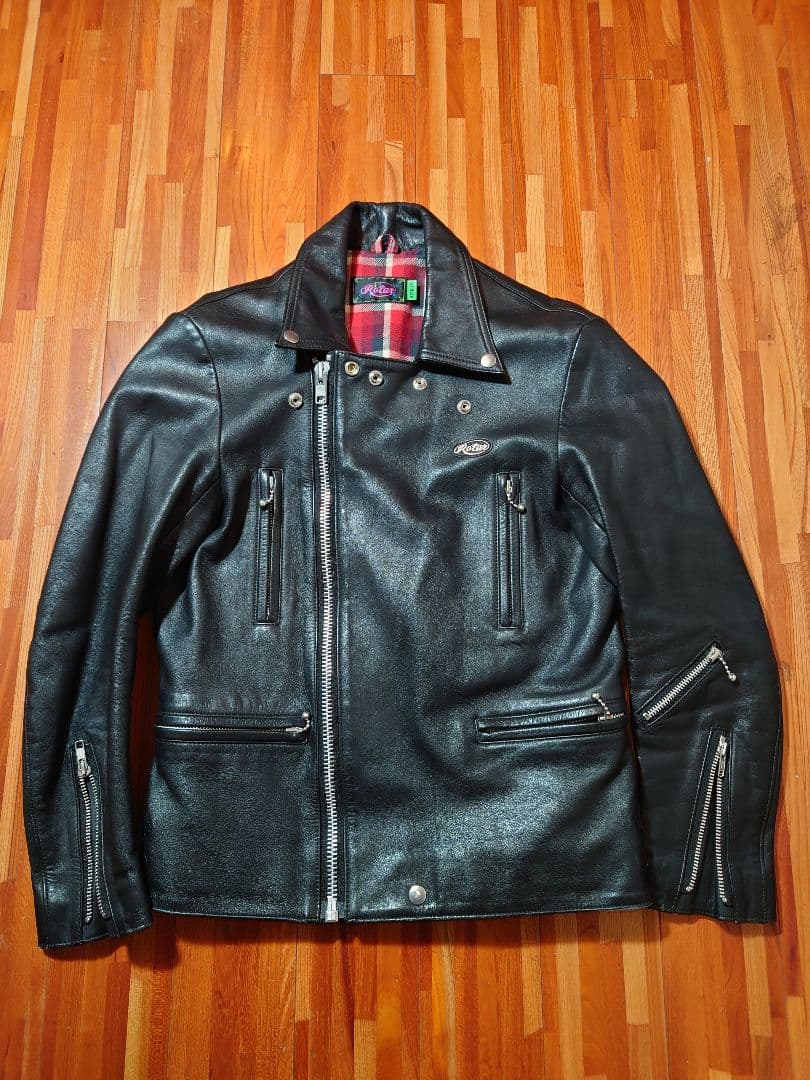 ROTAR ダブルレザーライダースジャケット ブラック M ローター ロンジャン