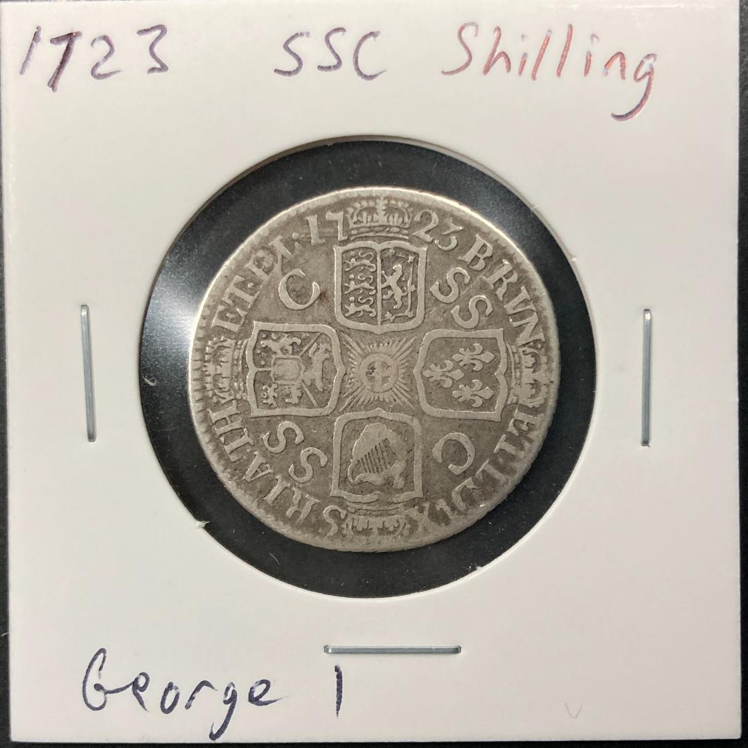 1723年 SSC イギリス 1シリング銀貨・アンティーク 