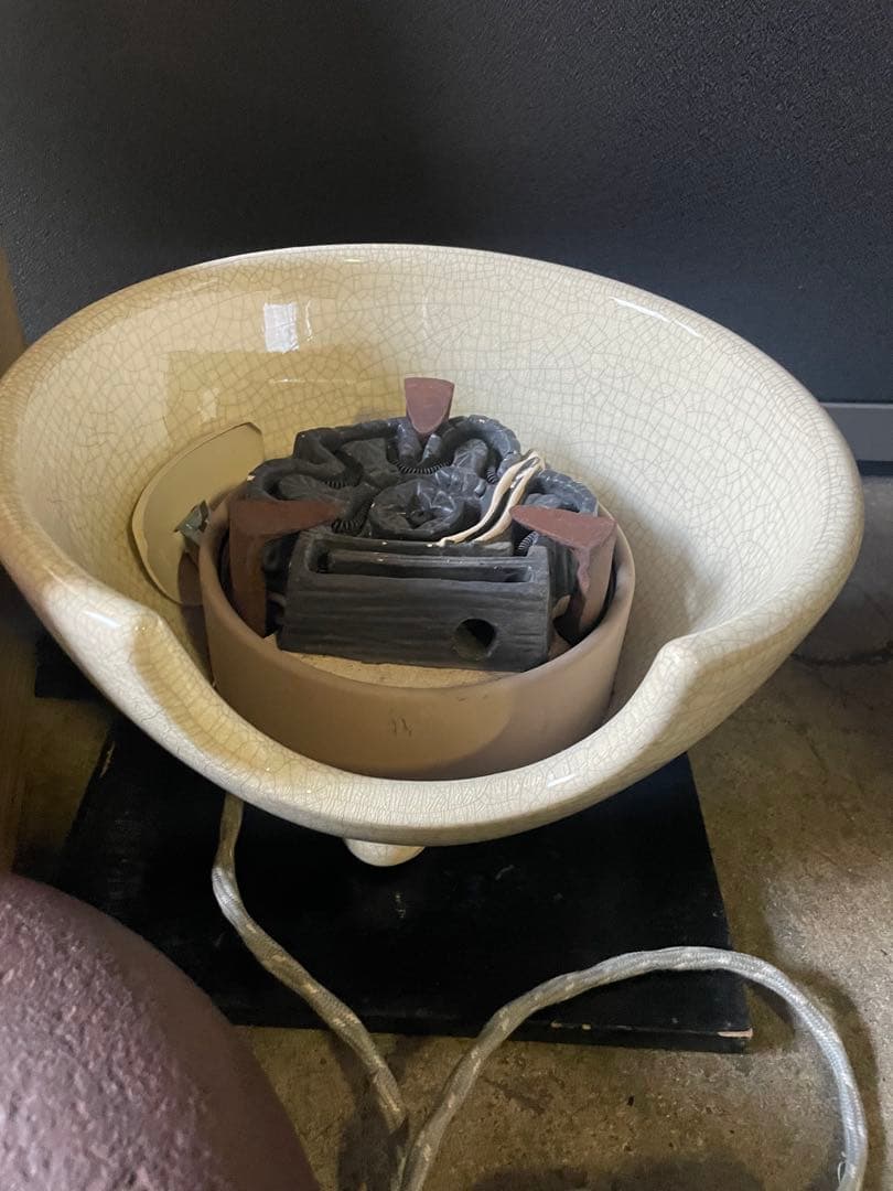 希少柏葉炉釜　佐藤清光作　野々田電熱器セット　釜師柏葉炉釜　道具　釜原価7万円