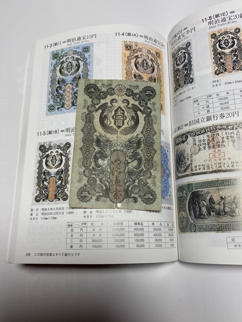 古銭、紙幣、明治通宝２円、本物