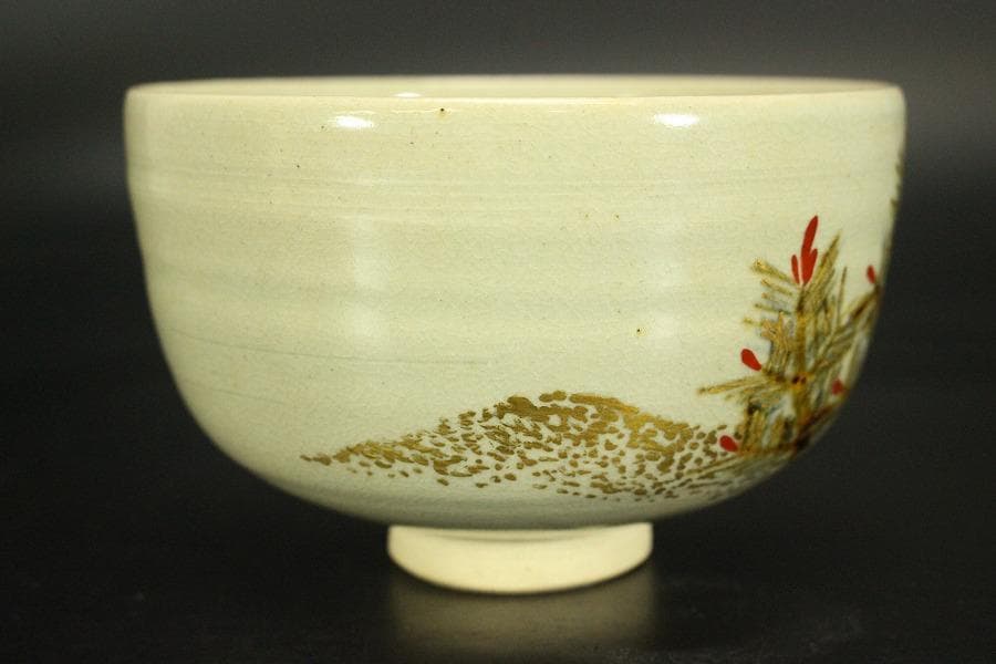 茶道具 糸田川阿山人造 若松の画 在印 共箱(LC881)