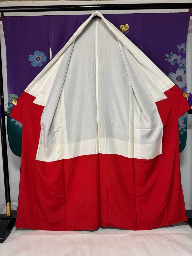 [美品] ヴィンテージ　本振袖　正絹　紫　緑　高身長　成人式　結婚式　礼装