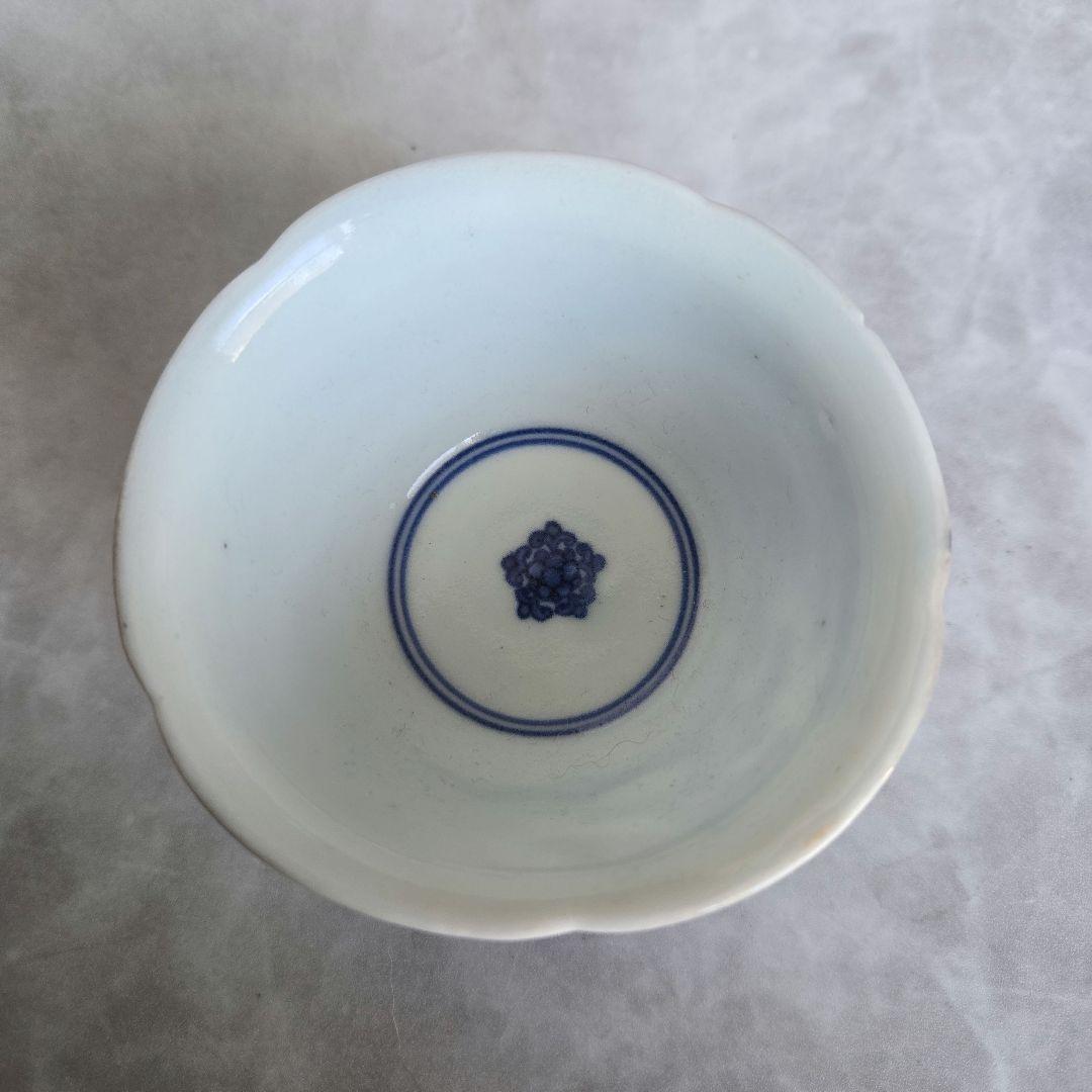古伊万里　藍柿手　染付　向付　酒器　江戸時代　骨董　金直し　金継ぎ　アンティーク