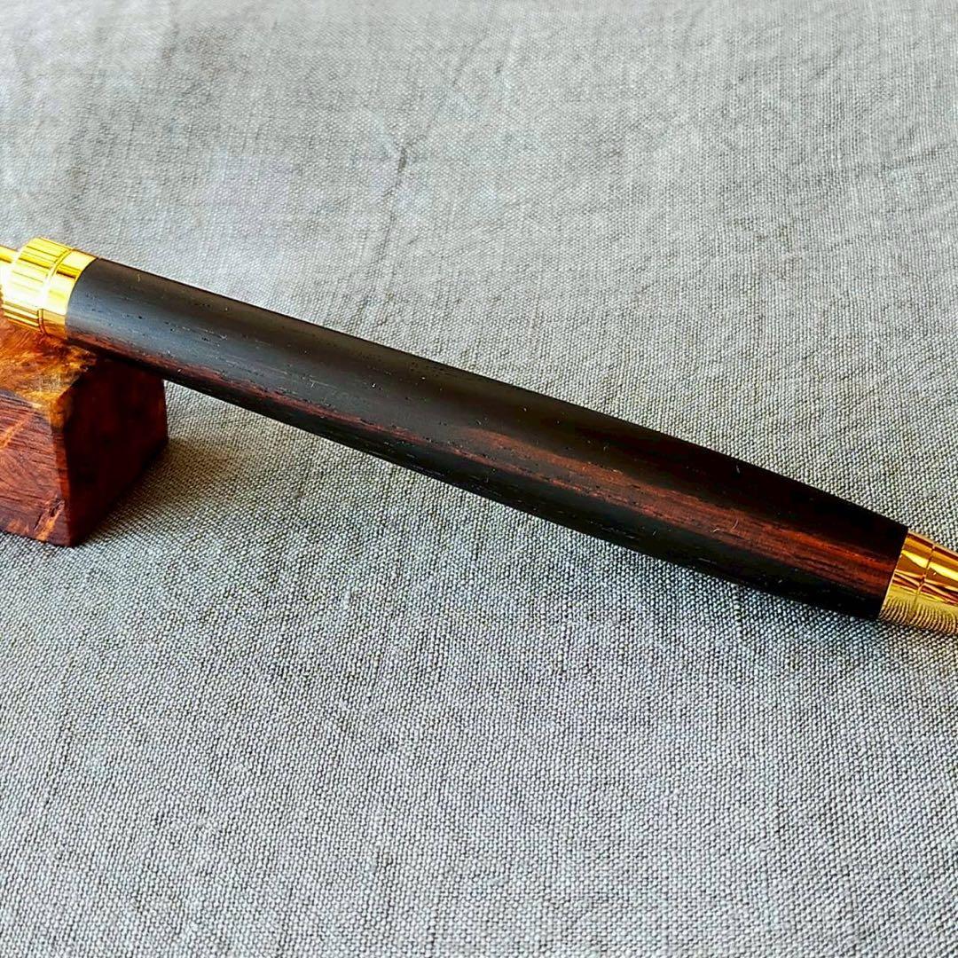 本紫檀　ツートン　ローズウッド　ハンドメイド　木軸ボールペン　G2　ゴールド