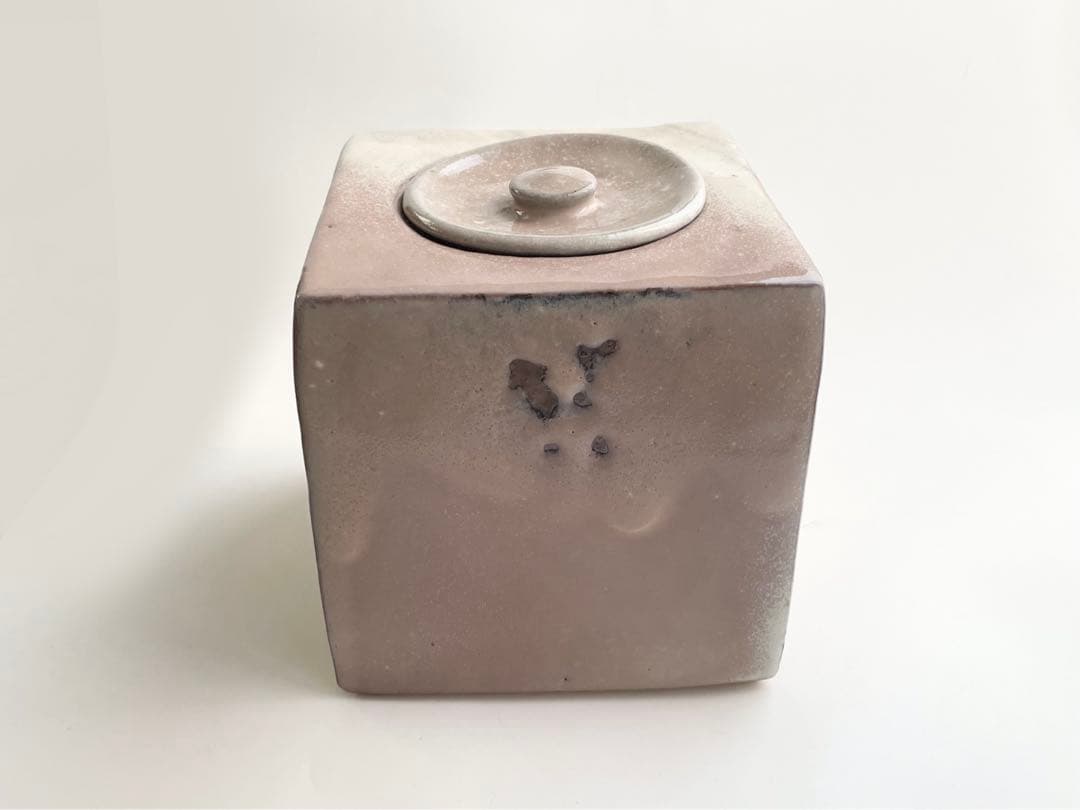 陶芸家　三輪栄造　萩　水指　茶道具　萩焼水指　　共蓋　父　十一代　三輪休雪