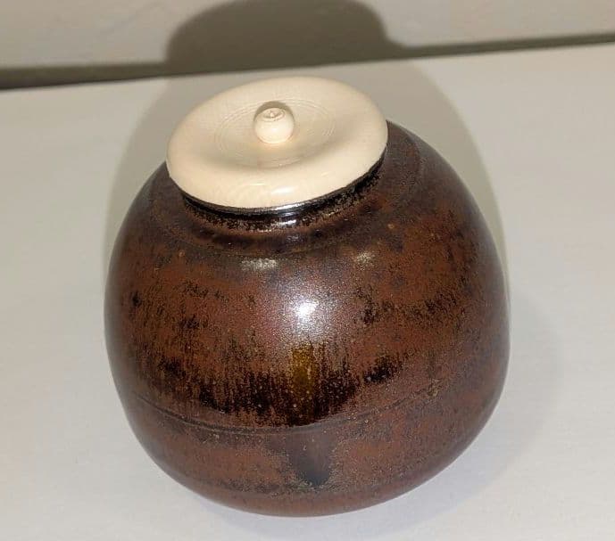 『鬼丸碧山』茶入　仕覆　高取　雪山窯　碧山作　茶道具　共箱　西陣織花文浮織