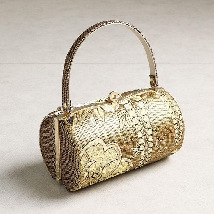 【新品】草履バッグセット　草花柄　ゴールド　草履24cm　01630N