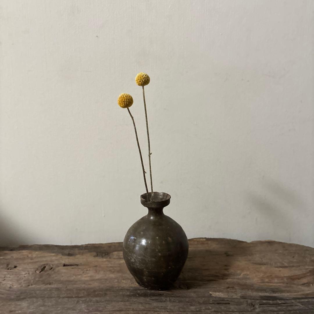 高麗〜李朝徳利　古道具　花入　飴釉　茶道具　アンティーク　骨董品　酒器　一輪挿し