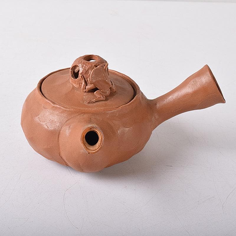 常滑焼　朱泥　蛙摘　横手急須　V　7638