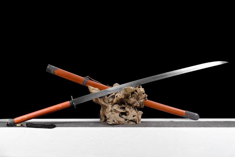 オレンジの曲刀 繍春刀 牛尾刀 苗刀 手鍛造打 古兵器 武具 刀装具 両手刀