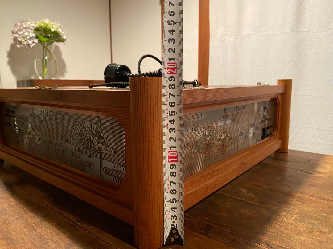 和風 吊り下げ照明 乳白アクリル×木枠 扇装飾 55cm角 昭和レトロ