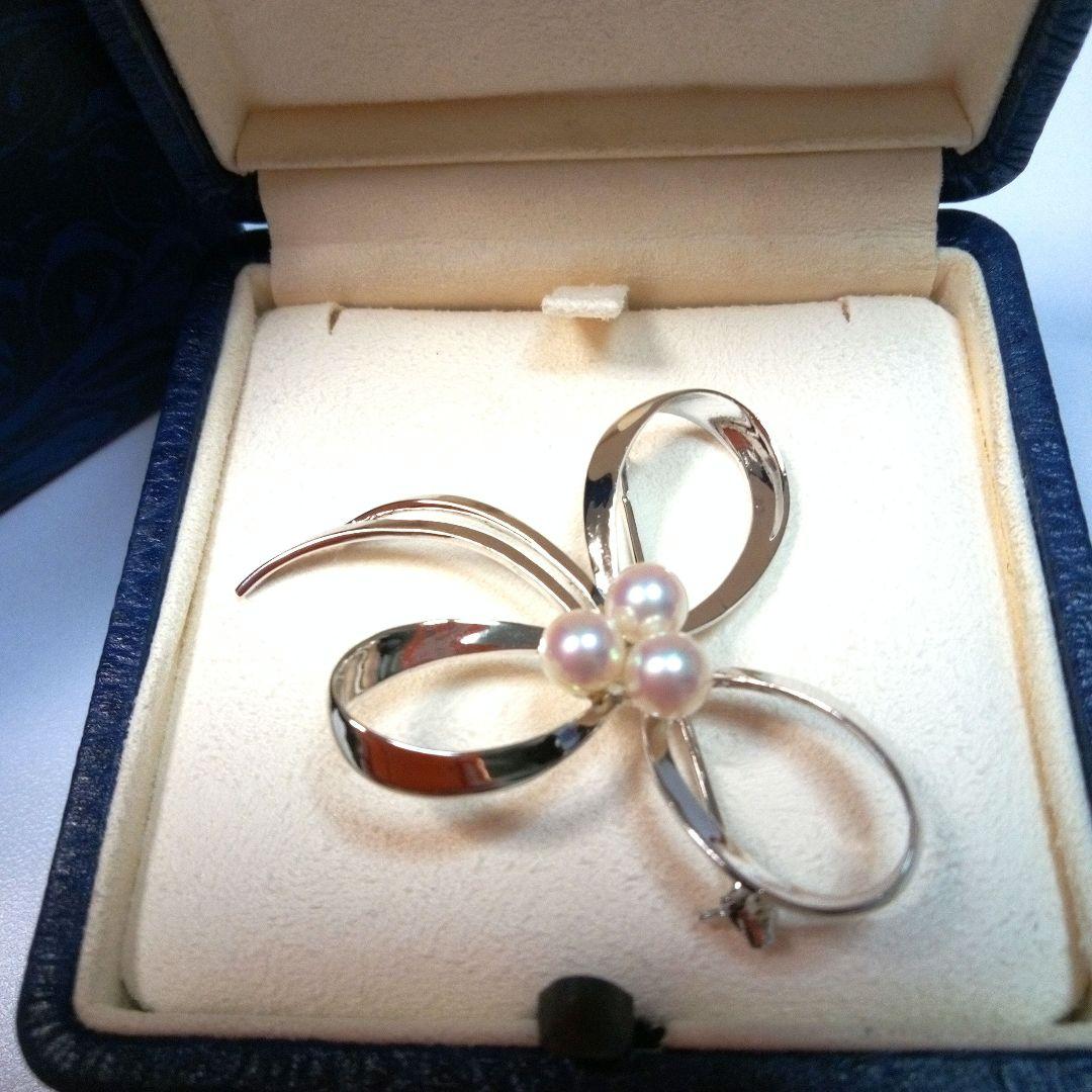 MIKIMOTO リボンモチーフ ヴィンテージ ブローチ