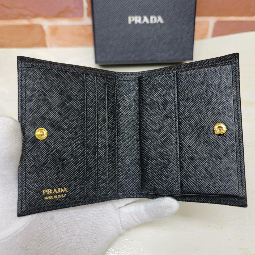 ほぼ未使用PRADA☆鑑定済☆サフィアーノ 1MV204 ブラック プラダ財布