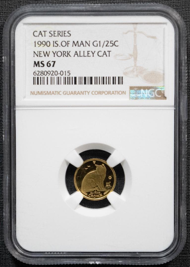1990 マン島 クラウン 金貨 NGC MS67 1/25オンス エリザベス