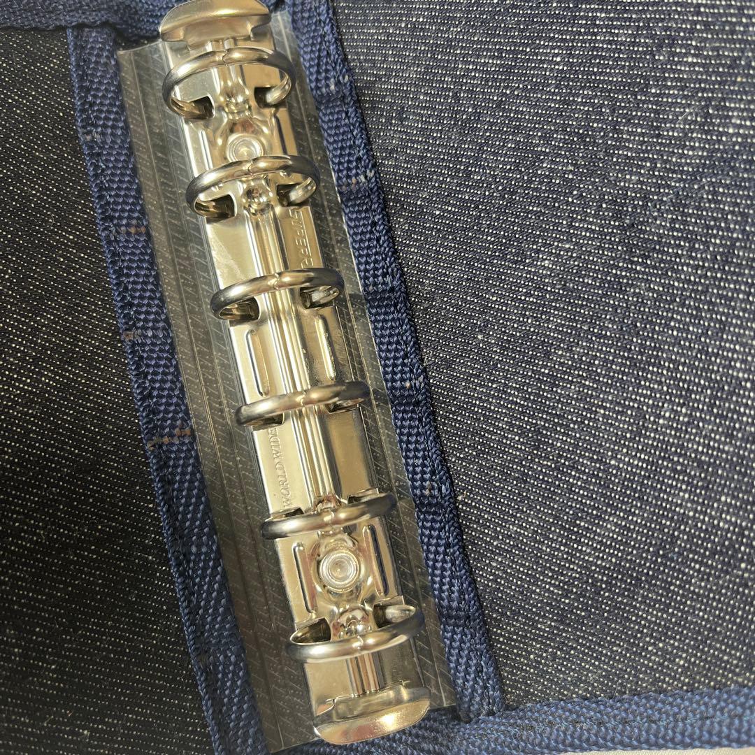 平成　レトロ　デニム　シール手帳　カバー　いぬ