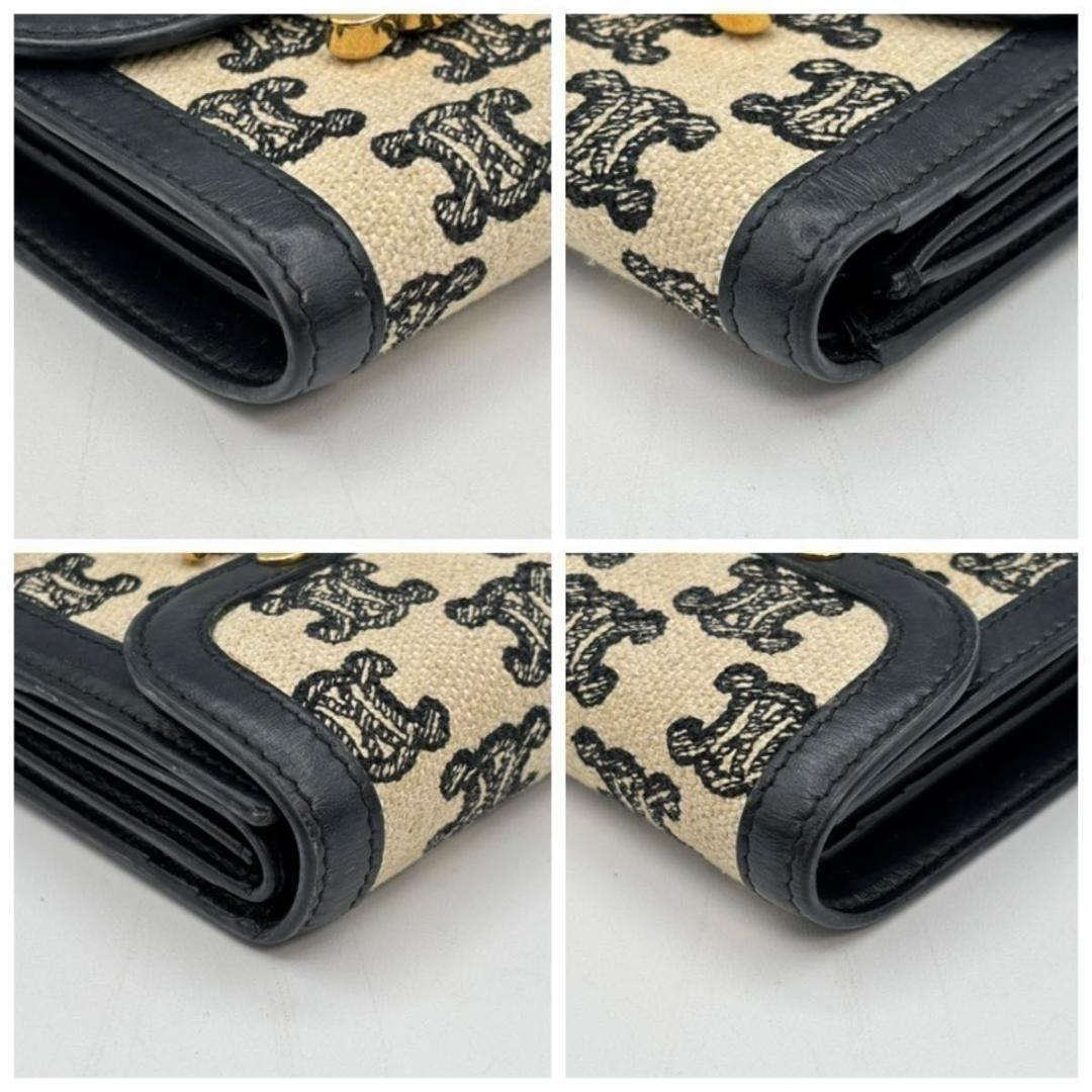 定価17万 セリーヌ 袋 トリオンフ キャンバス 三つ折り財布 エンブロイダリー