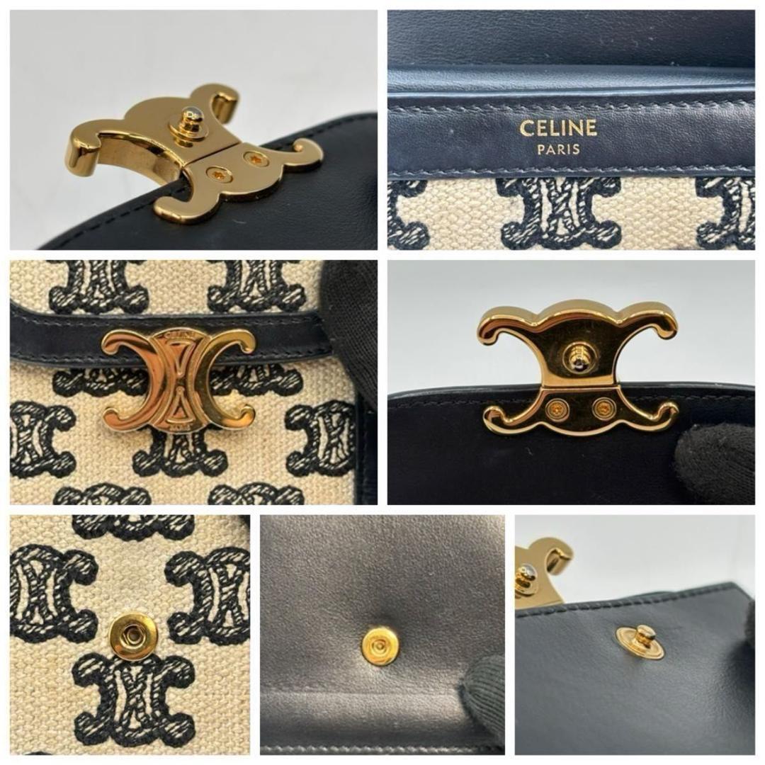 定価17万 セリーヌ 袋 トリオンフ キャンバス 三つ折り財布 エンブロイダリー