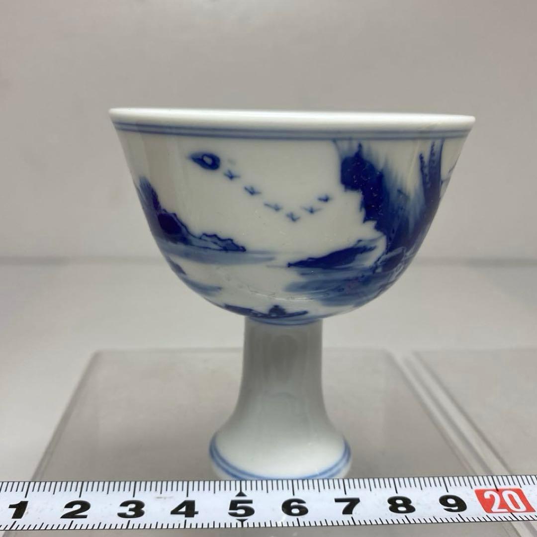 中国清時代　大清康熙年製　青花　馬上杯　タサオ　東さ7-0302☆2F