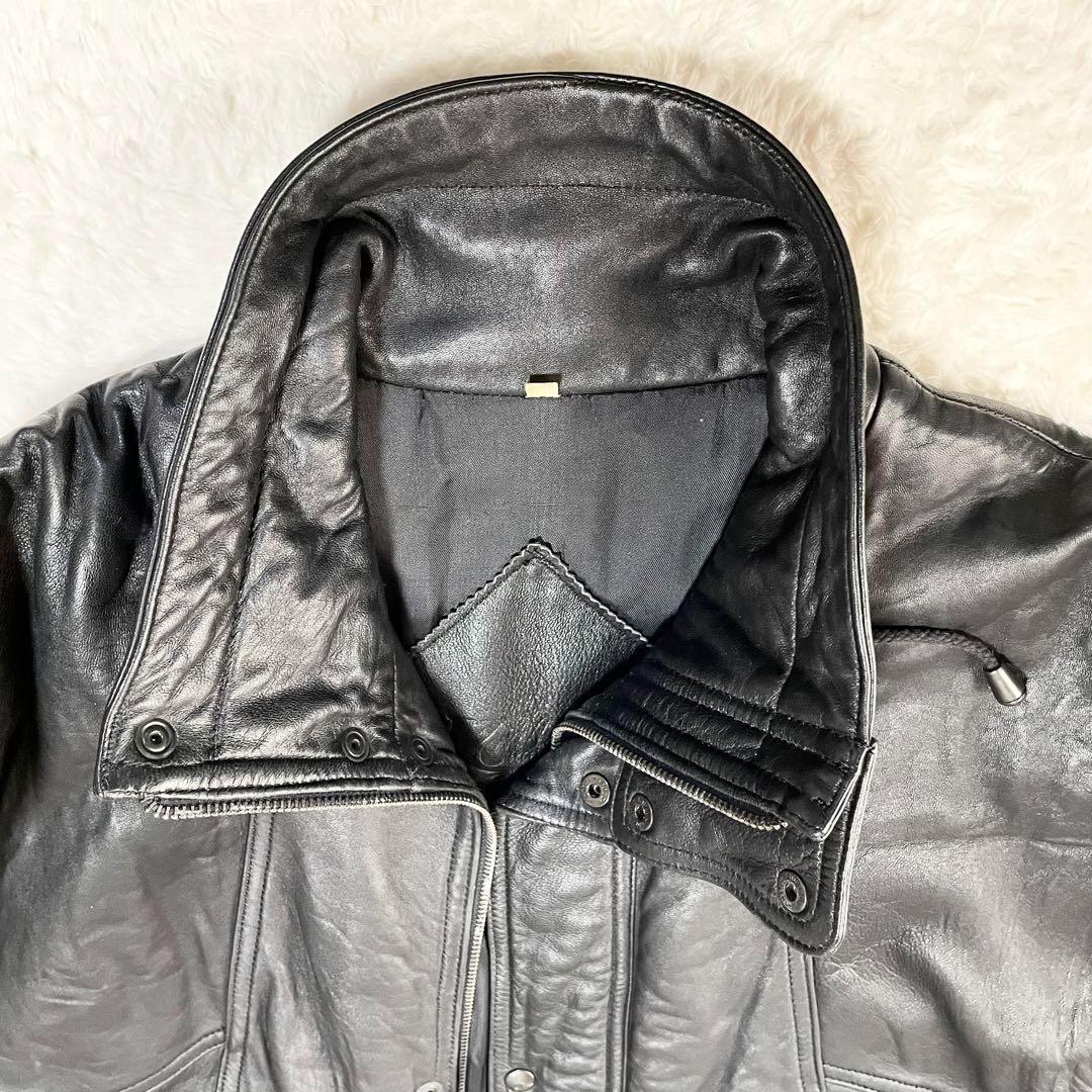 激レア vintage 90s スペイン製 大きめ 古着 羊革　JK 黒　XL