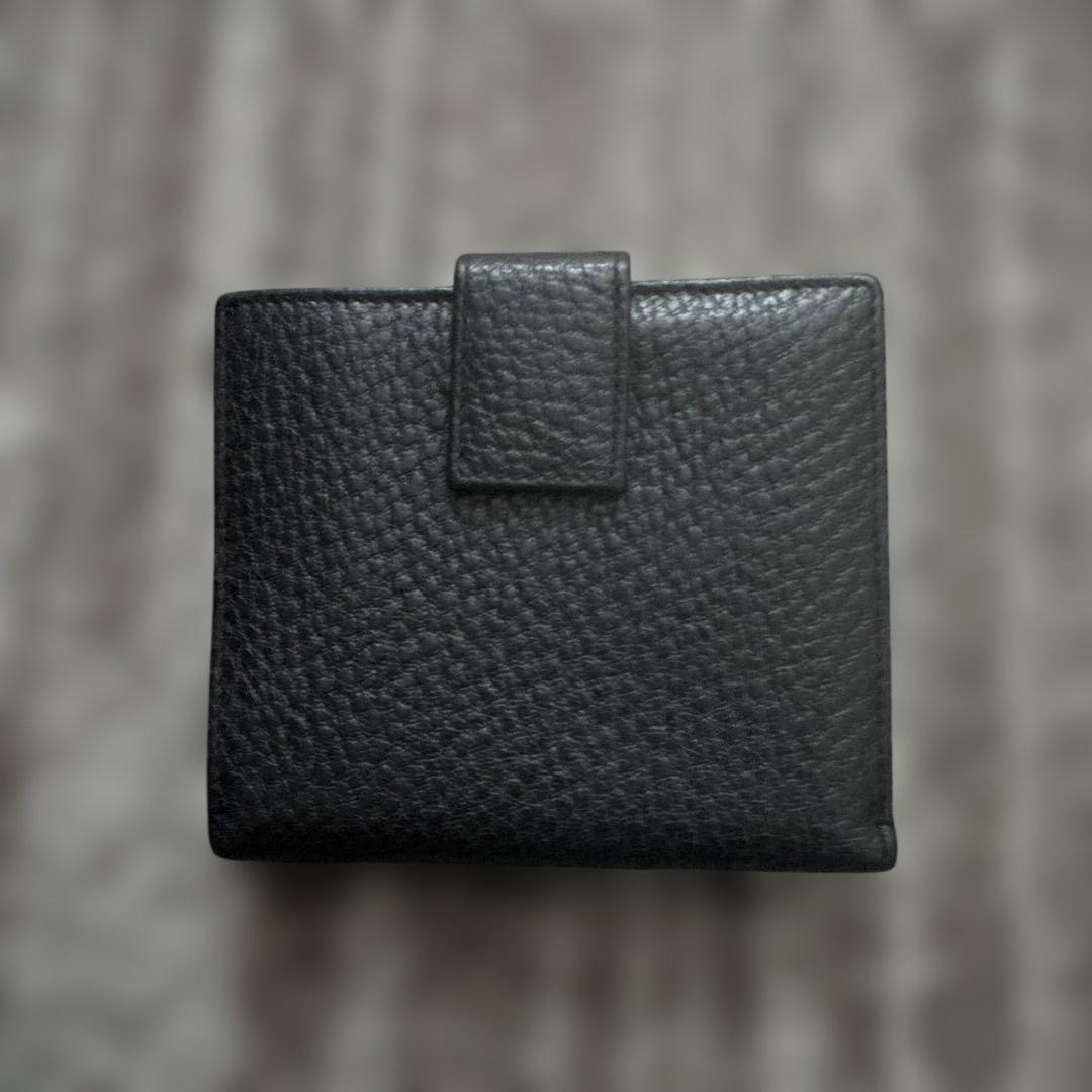 GUCCI ホースビットニつ折り財布レザー黒ゴールド金具箱付き