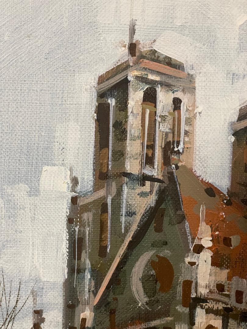 い*ん様 「真作」竹内敏彦『パリ風景 セーヌの流る』 風景画　油彩画　額装　F1