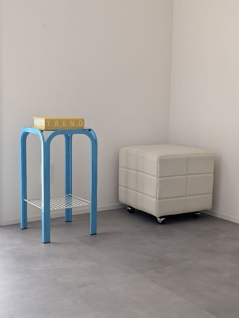 80's-90's レトロ スチールフレーム ガラステーブル ファンシー モダン