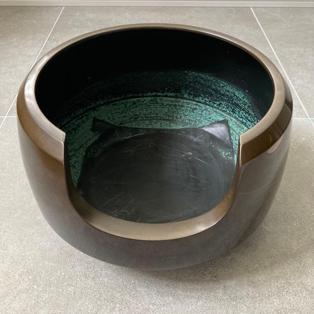 茶道具 唐銅風炉 面取風炉 面取中磨都色 五徳 底瓦