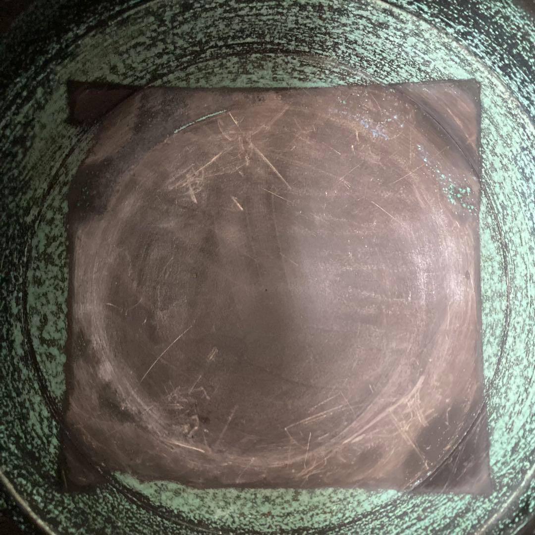 茶道具 唐銅風炉 面取風炉 面取中磨都色 五徳 底瓦