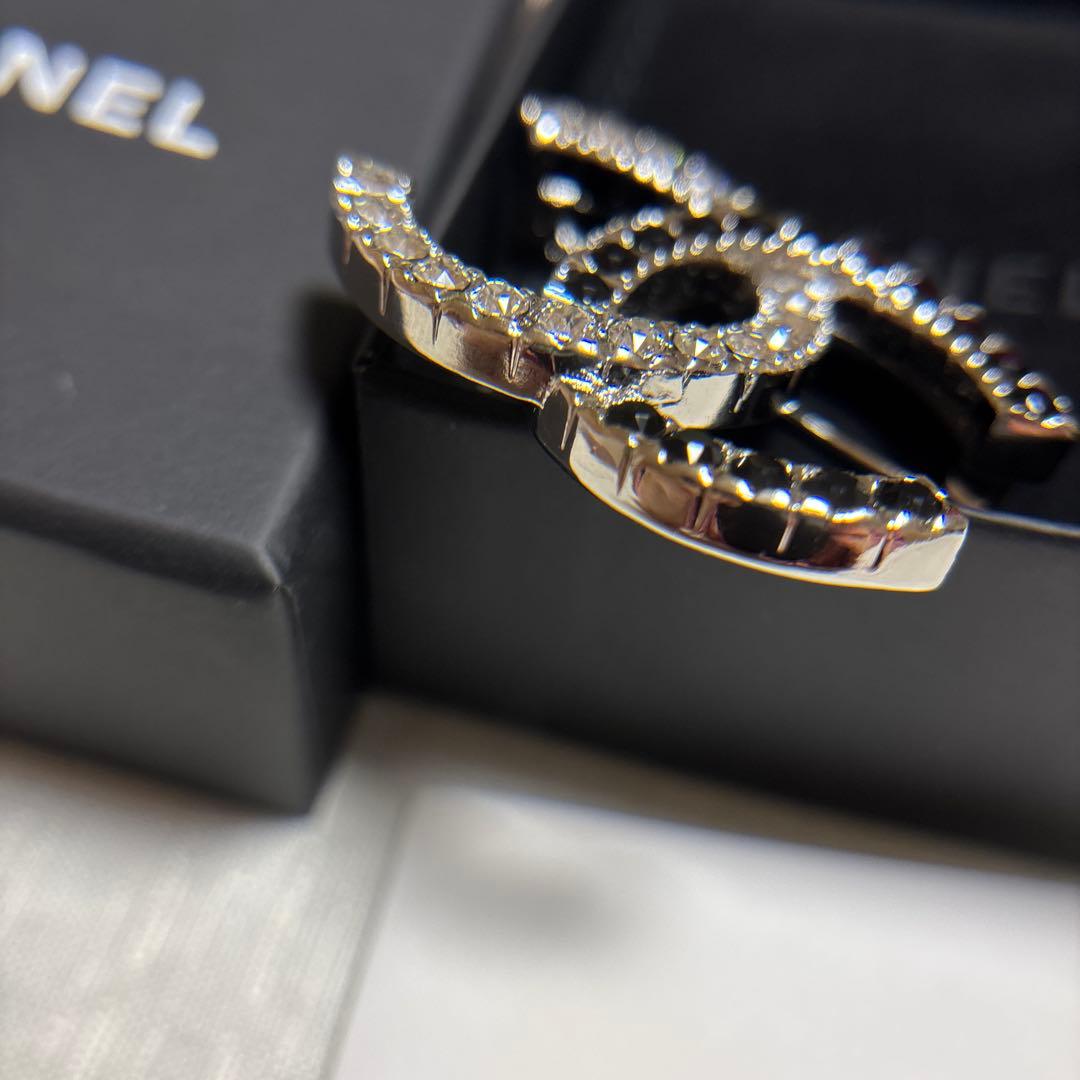 CHANELシャネル ブローチ ココマーク ラインストーン シルバー