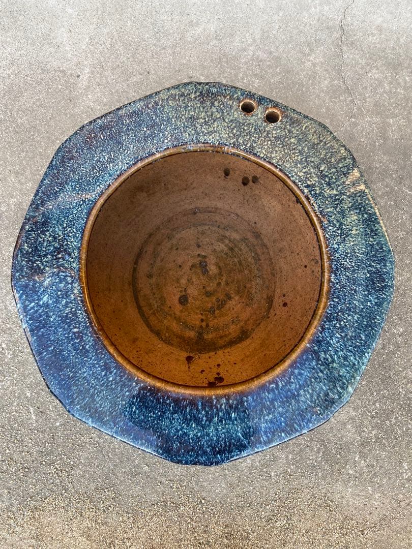 八角形　火鉢　金魚鉢　メダカ鉢　水鉢　　金魚鉢　睡蓮鉢　骨董　青茶