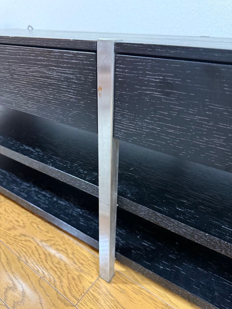 ACTUS モダン黒テレビ台 引き出し付き