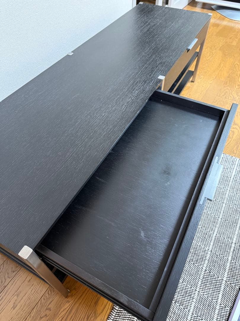 ACTUS モダン黒テレビ台 引き出し付き
