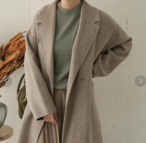 アーバンリサーチドアーズ ウールロングチェスターコート　ベージュ　グレージュ