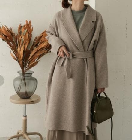 アーバンリサーチドアーズ ウールロングチェスターコート　ベージュ　グレージュ