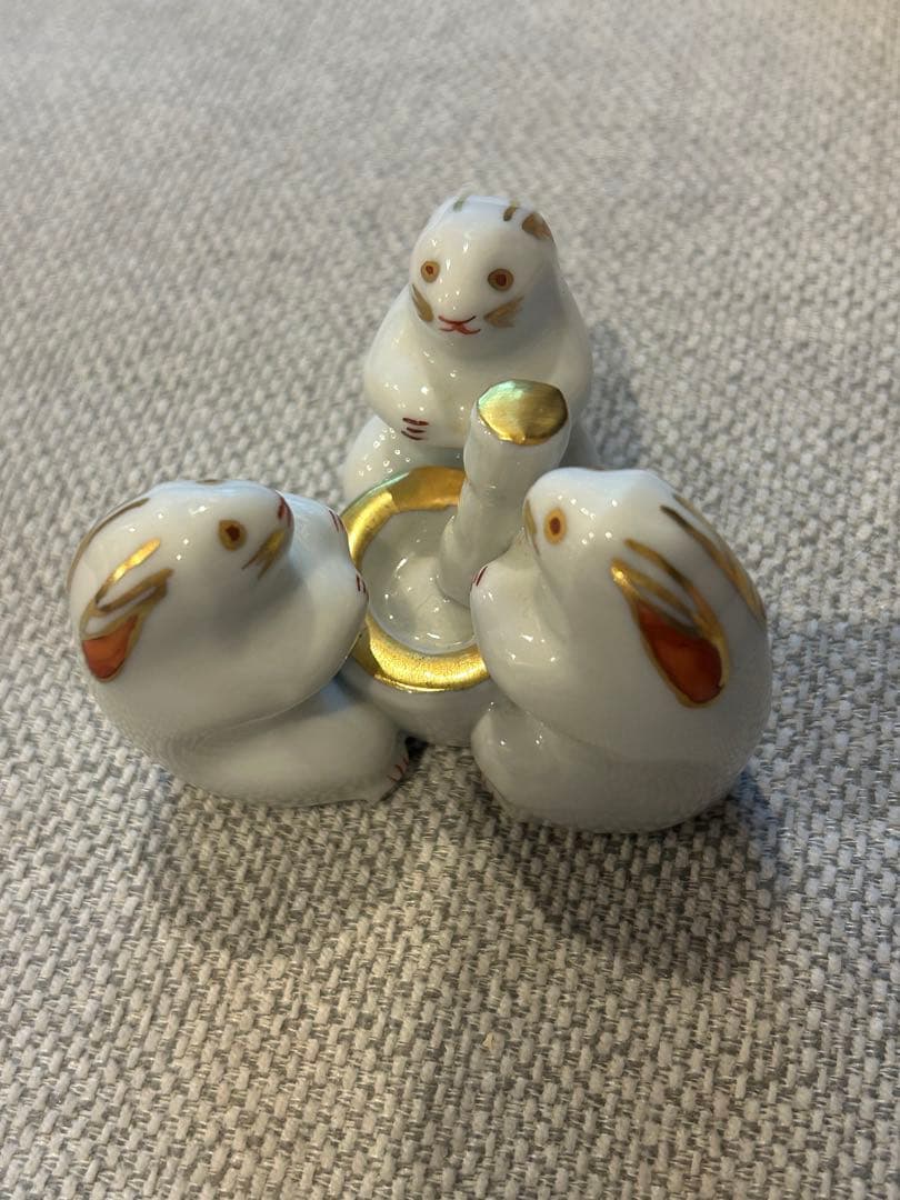 高野昭阿弥造　三ツ兎　蓋置　茶道具