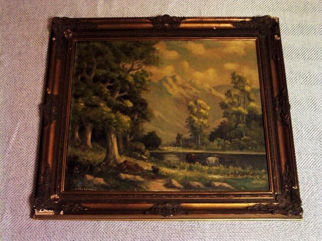 れ*様 骨董画／大作★岡田三郎助【巴里近郊／１８９９年作】油彩F２５号／肉筆画