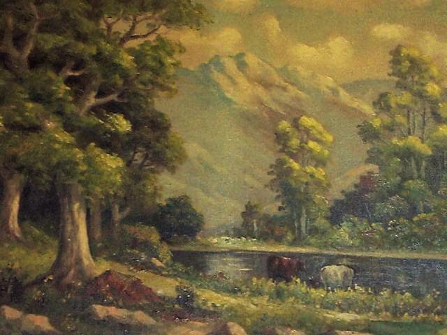 れ*様 骨董画／大作★岡田三郎助【巴里近郊／１８９９年作】油彩F２５号／肉筆画