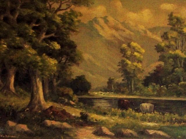 れ*様 骨董画／大作★岡田三郎助【巴里近郊／１８９９年作】油彩F２５号／肉筆画