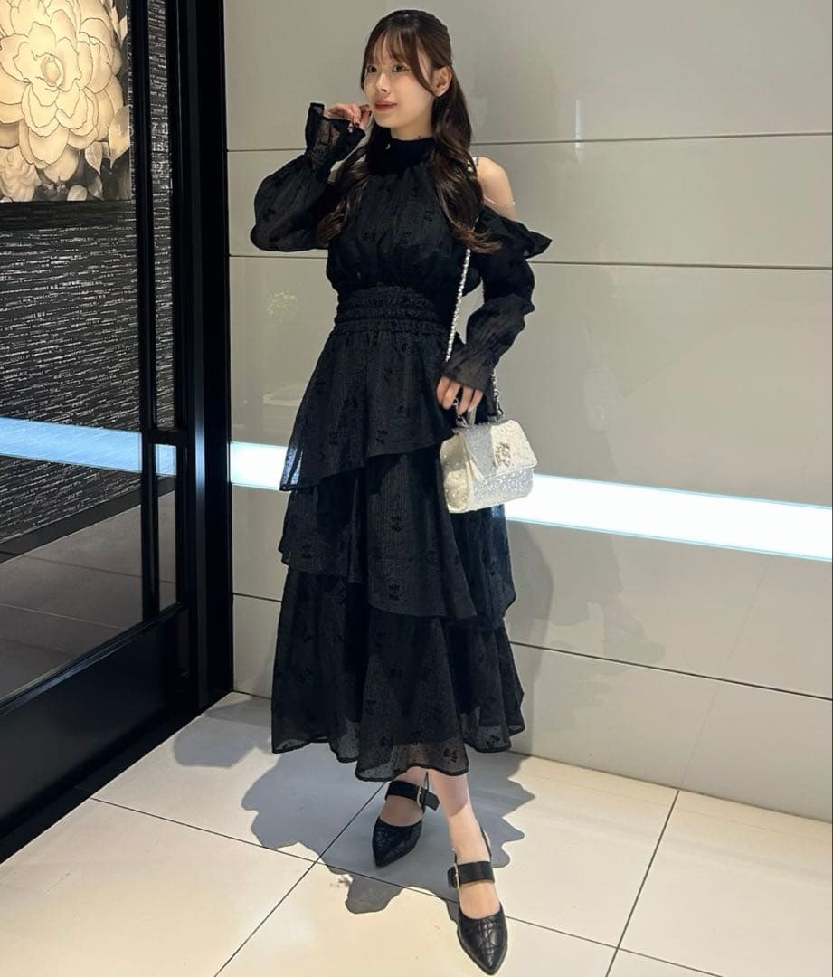 NICE CLAUP アメスリミニワンピース アメスリティアードロングワンピース