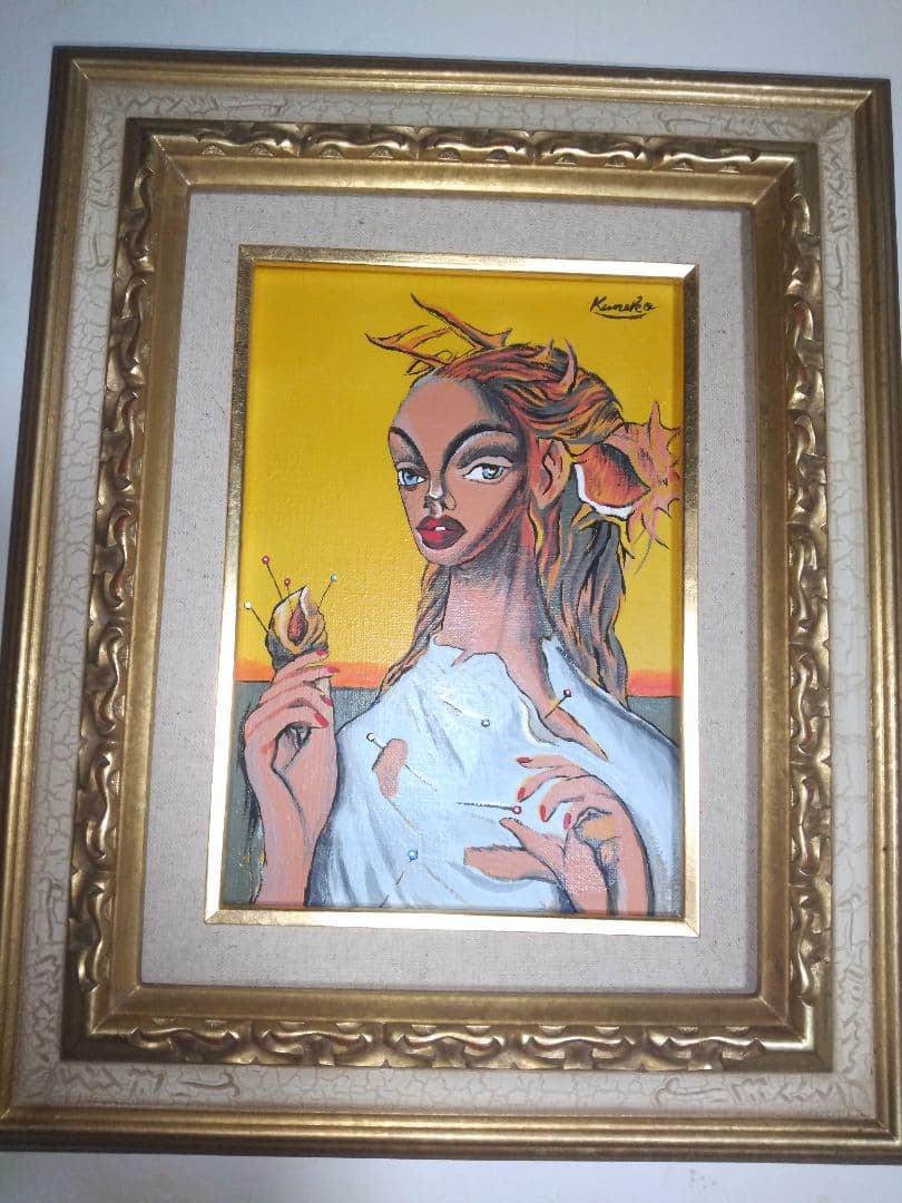 金子國義、絵画、油彩、SM号、暁オ閉じる女、新品額縁、肉筆、鴨居玲、佐伯祐三。