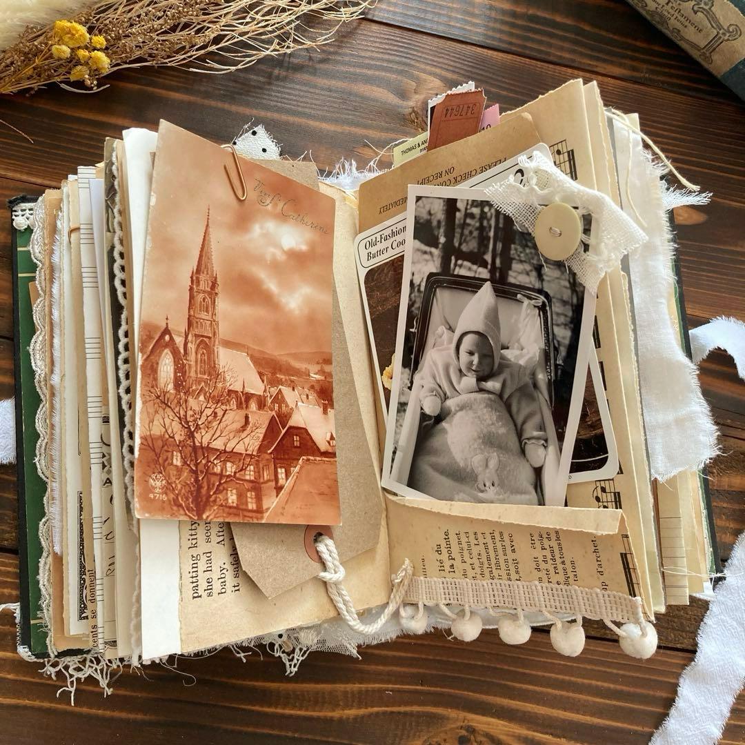 junk journal ジャンクジャーナル雑記帳　平袋　紙もの150点以上