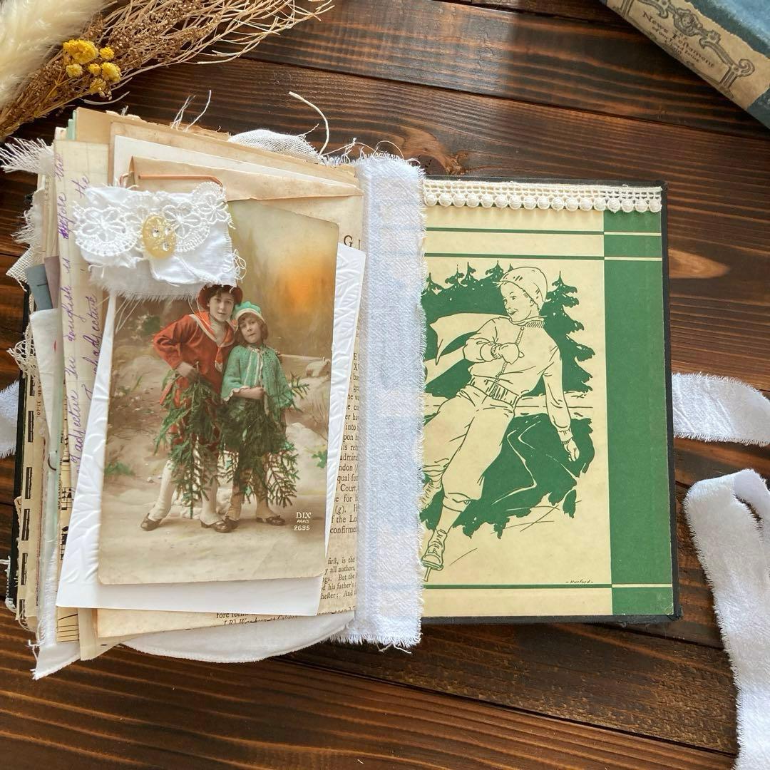 junk journal ジャンクジャーナル雑記帳　平袋　紙もの150点以上