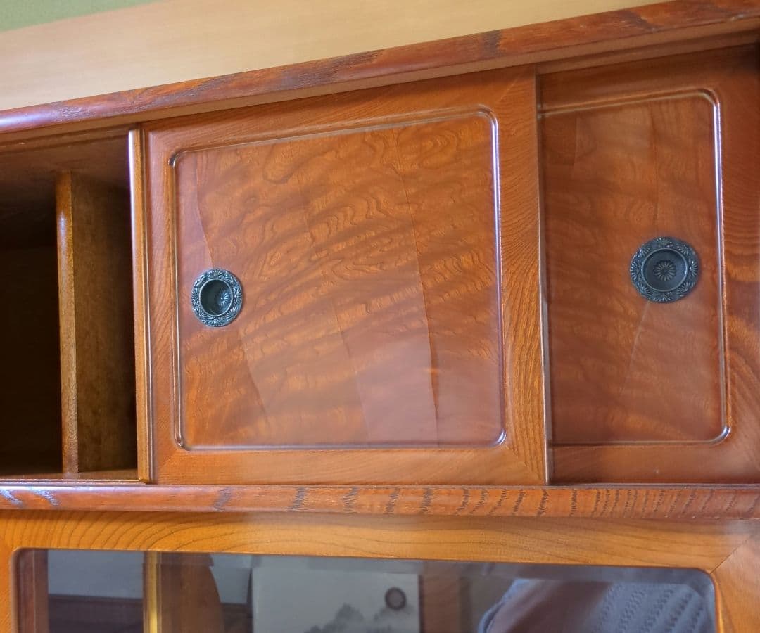 長期保管品 茶箪笥 木製 飾り棚ガラス戸 ビンテージ アンティーク 昭和レトロ