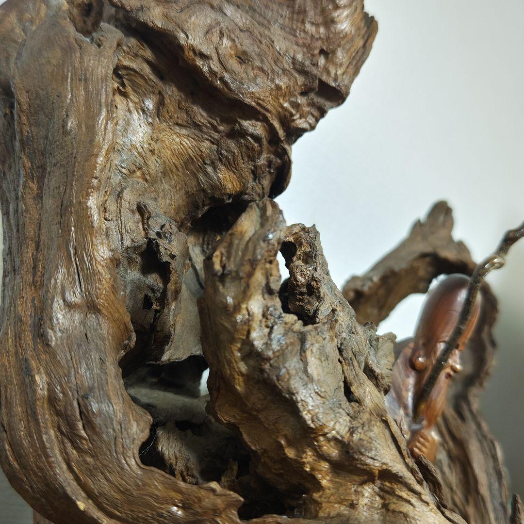 福禄寿 木彫り 天然木 台座付