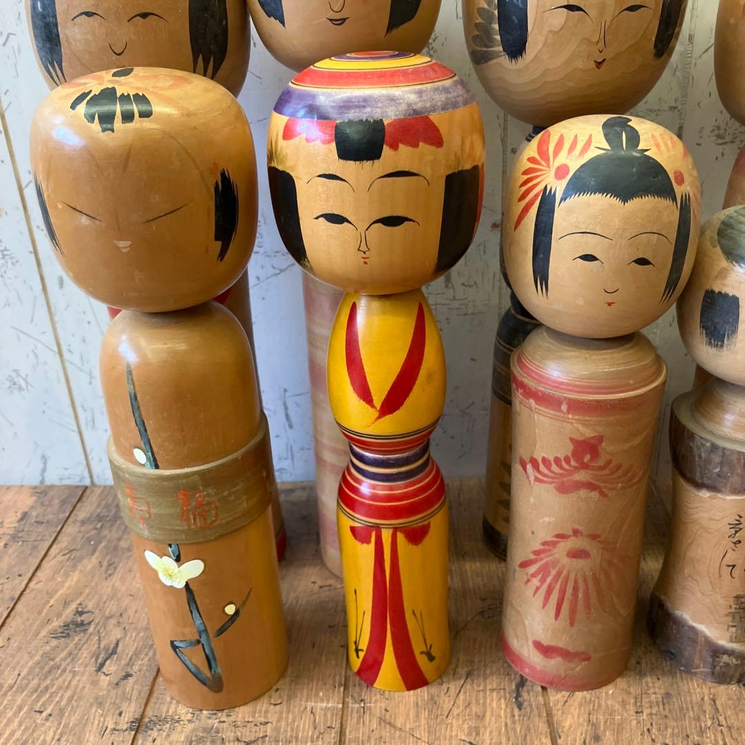 昭和レトロ 木製 こけし 小芥子 温泉こけし 17体セット まとめ売り 日本人形