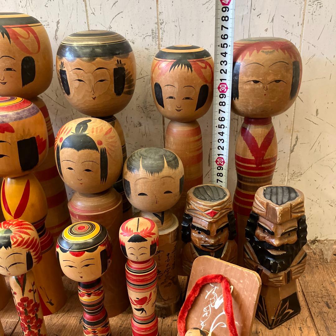昭和レトロ 木製 こけし 小芥子 温泉こけし 17体セット まとめ売り 日本人形