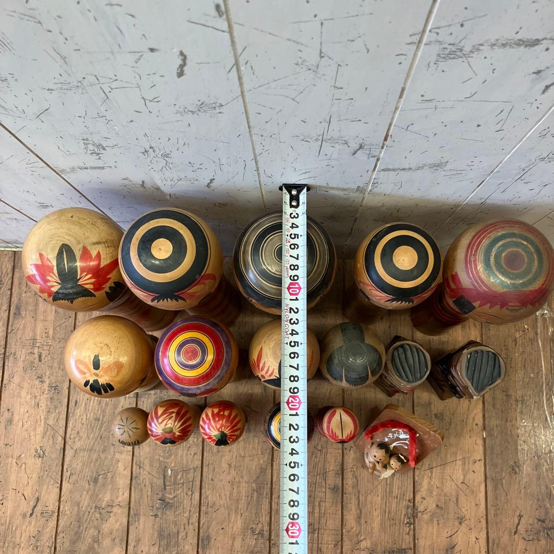 昭和レトロ 木製 こけし 小芥子 温泉こけし 17体セット まとめ売り 日本人形