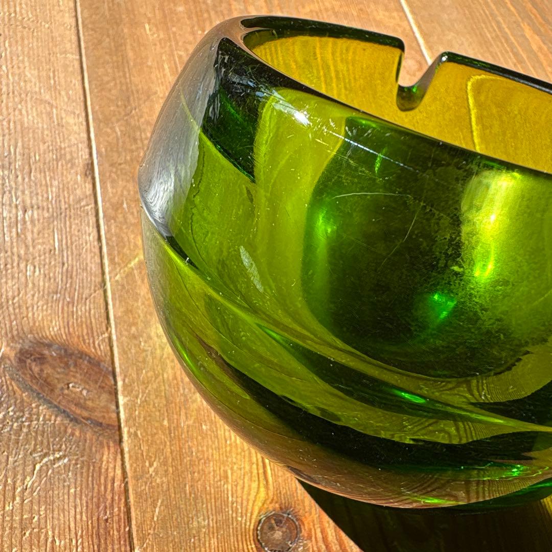 【70sビンテージ】VIKING グリーンガラス灰皿 ミッドセンチュリー