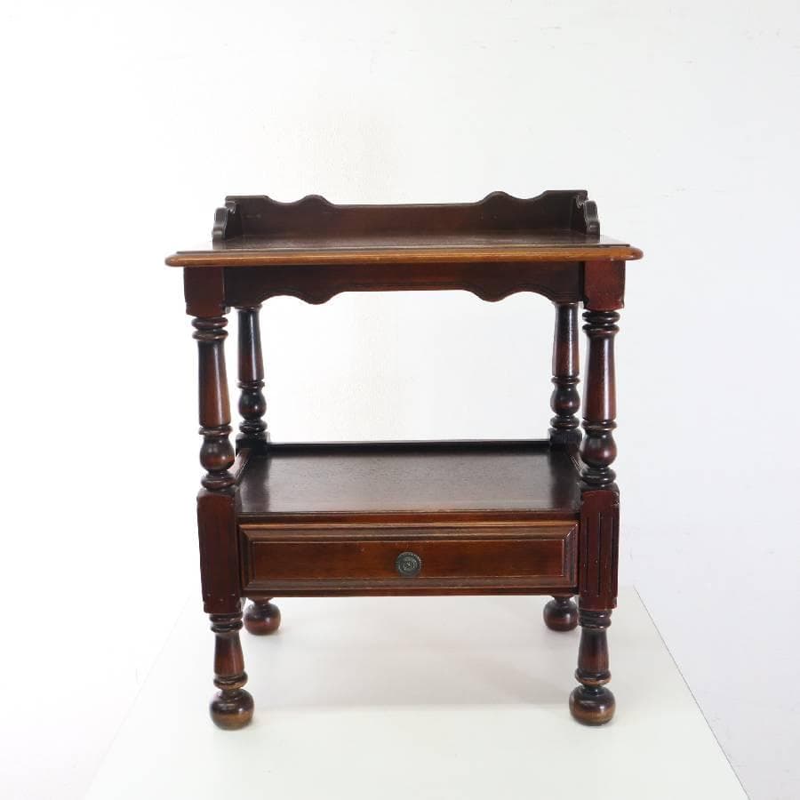 値下カリモク家具 コロニアル サイドテーブル 電話台 花台 引き出し　クラシカル