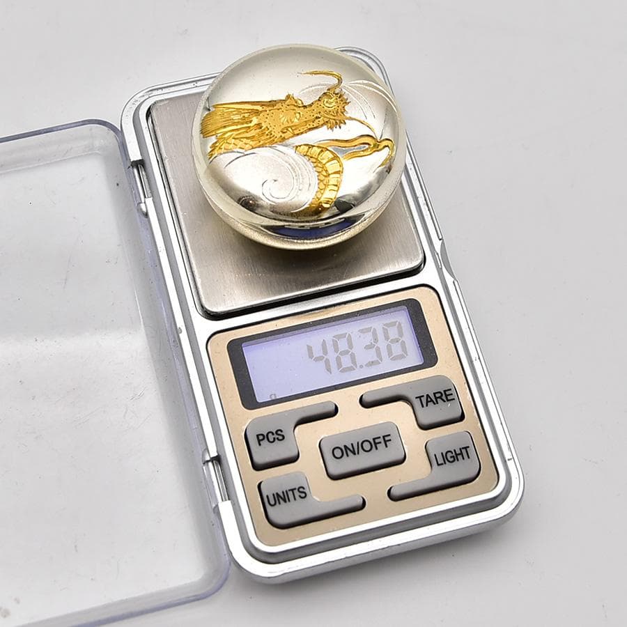 美品 純銀 ボンボニエール 香合 金象嵌 刻印 龍文様 辰 龍神様 共箱 48g